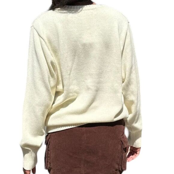 PacSun John Galt Cream Minimalist Neutral Oversized Thick Knit Crew Sweater - Picture 2 of 9